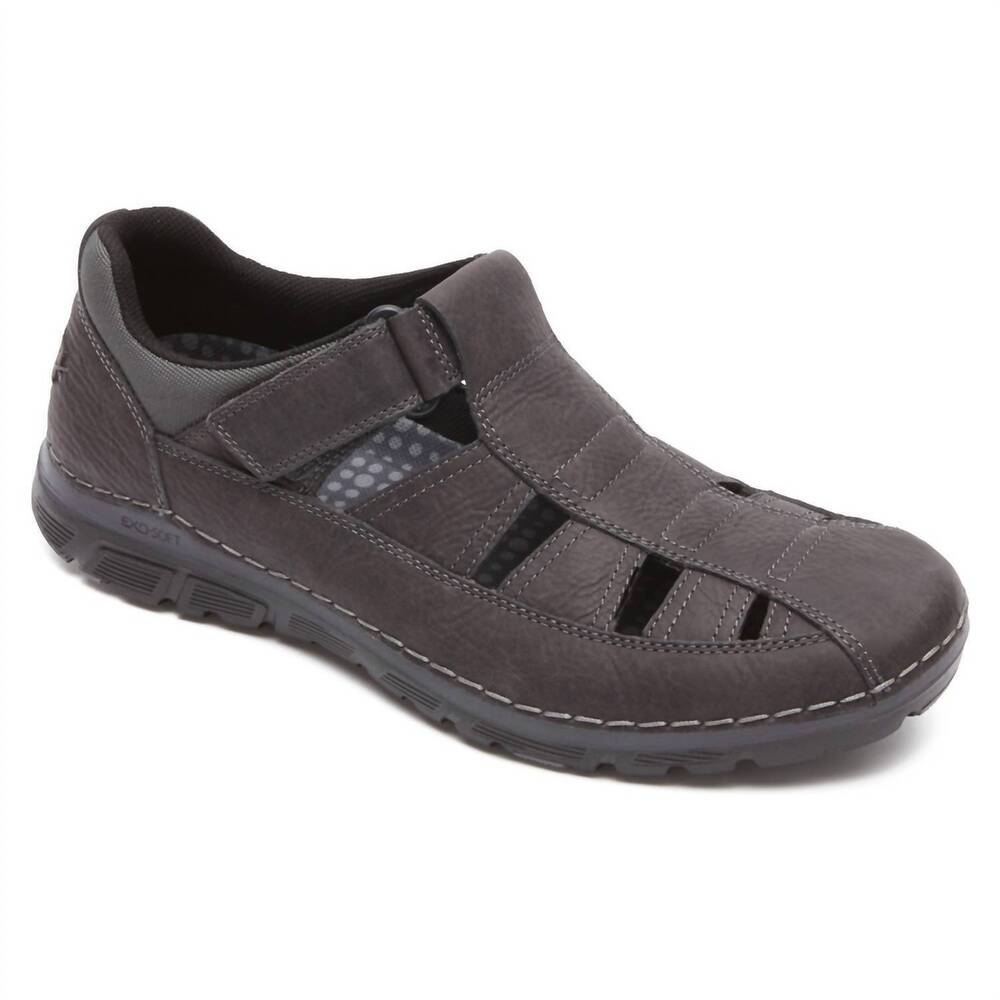 NEW ROCKPORT men's zonecush fisherman sandal in dark shadow